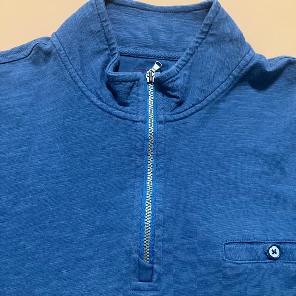 Johnnie-O Mens Medium Blue 1/4 Zip Pullover Shirt Sweatshirt Surf  Distressed - Picture 1 of 8